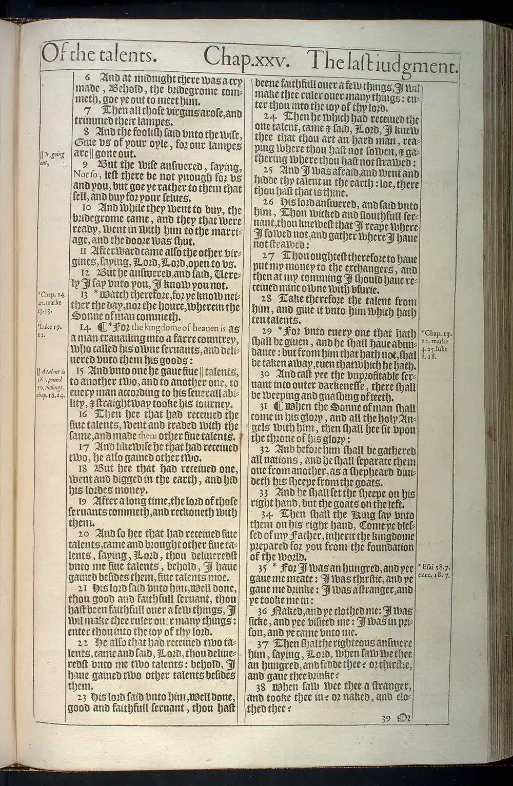 Matthew Chapter 25 Original 1611 KJV Bible Scan
