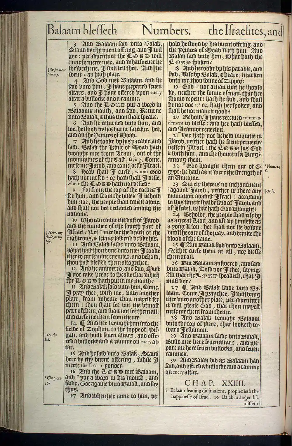 Numbers Chapter 23 Original 1611 KJV Bible Scan