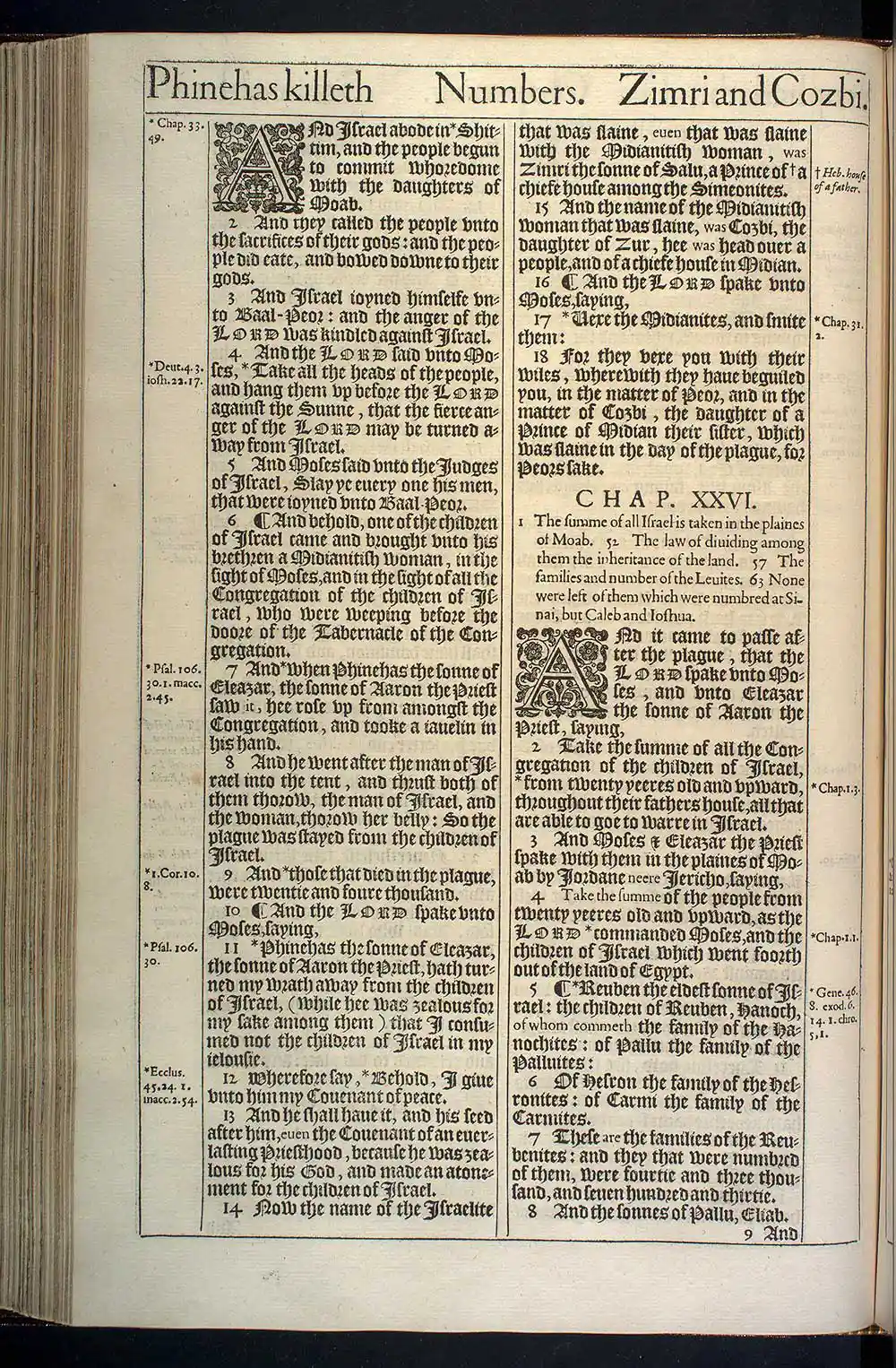 Numbers Chapter 25 Original 1611 KJV Bible Scan