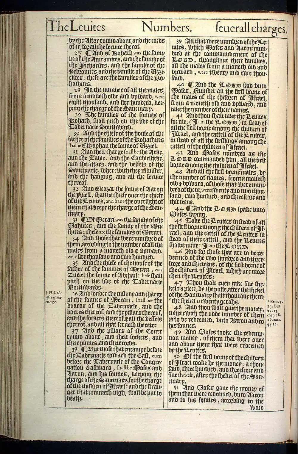 Numbers Chapter 3 Original 1611 KJV Bible Scan