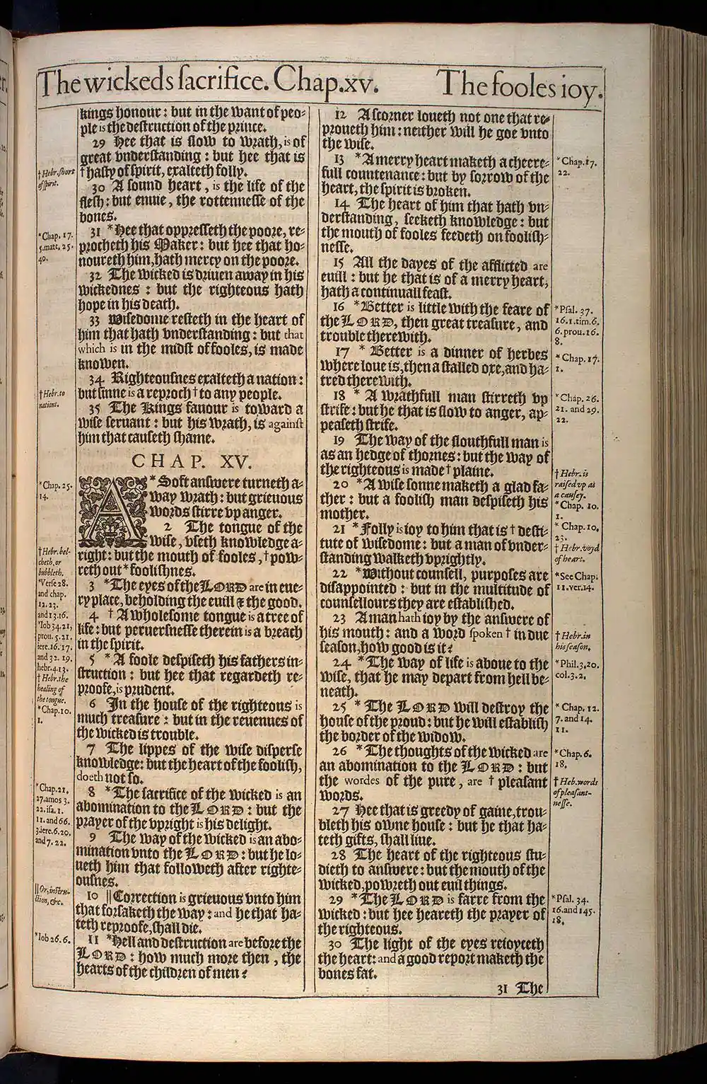 Proverbs Chapter 15 Original 1611 KJV Bible Scan