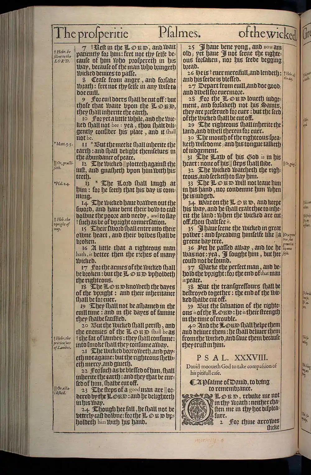 Psalms Chapter 38 Original 1611 KJV Bible Scan