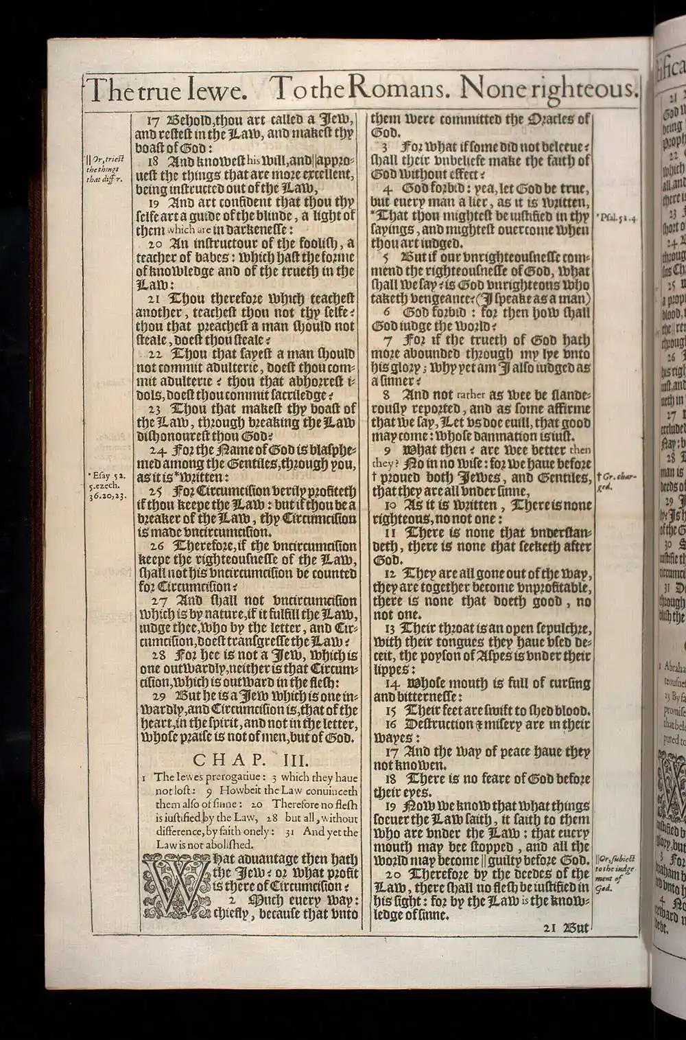 Romans Chapter 3 Original 1611 KJV Bible Scan